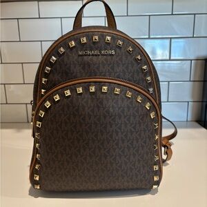 Michael Kors Dark Brown Backpack with Gold Studs